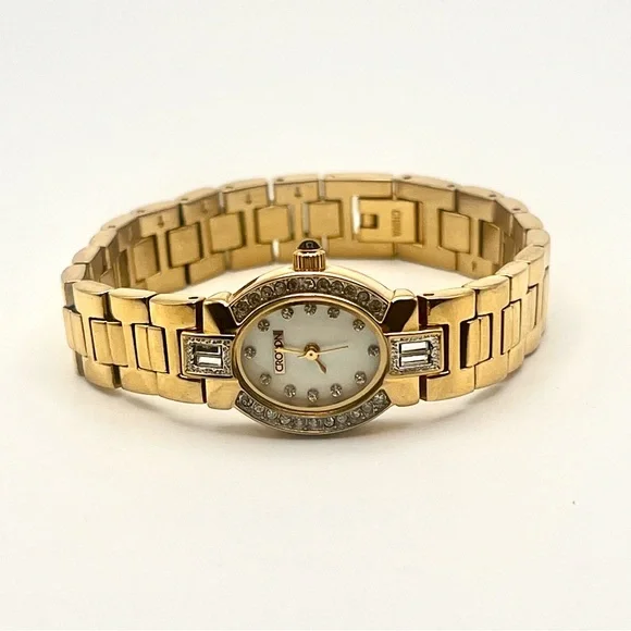 Croton Gold Tone Womens Bracelet Watch with Crystal Accents 6.5" New Battery - Picture 2 of 12